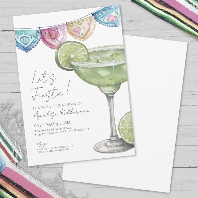 Akvarell Margarita Cinco De Mayo Födelsedagsfest Inbjudningar (Watercolor Margarita Cinco De Mayo Birthday Party Invitation)