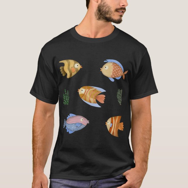 Akvarell Marina Liv Fisk T Shirt (Framsida)