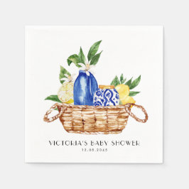 Akvarell Medelhavskorg Baby Shower Pappersservett