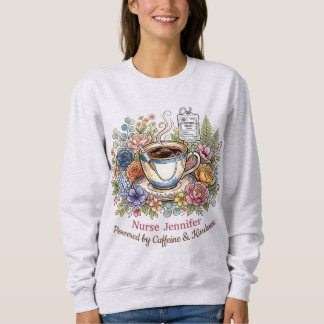 Akvarell Medicinsk Kaffe Blommig Personlig Namn T Shirt