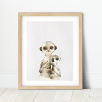 Akvarell Meerkat Barnkammar Konsttryck