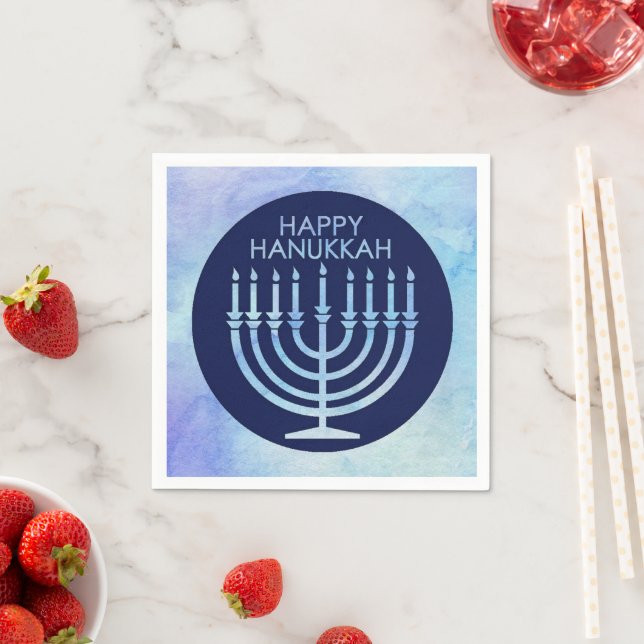 Akvarell-menorah Hanukkah   Pappersservett (Insitu)