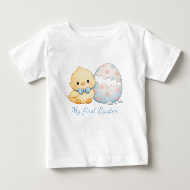 Akvarell Min Första Påsk Kyckling T-shirt för Småb (Framsida)