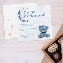 Akvarell minimalistisk baby shower pojke