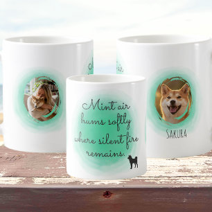 Akvarell Mintgrön Shiba Inu Anpassad Foto Kaffemugg