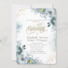 Akvarell Mintgröna Blommor Inbjudningar
