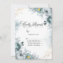 Akvarell Mintgröna Rosor RSVP Inbjudningar