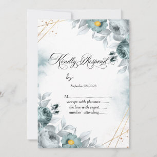 Akvarell Mintgröna Rosor RSVP Inbjudningar