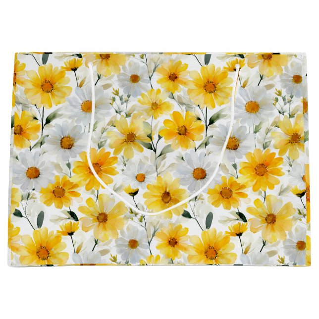 Akvarell Mjuk Gul Tusenskönas Vit Blommig Mönster (Framsidan)