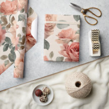 Akvarell Mjuk Rosa Ros Beige Blommönster