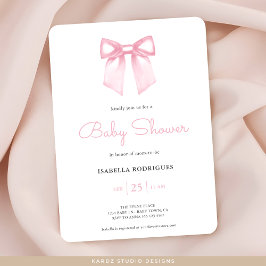 Akvarell Mjuk Rosa Rosett Baby Shower Inbjudan