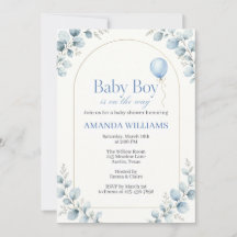 Akvarell modern eucalyptus baby shower