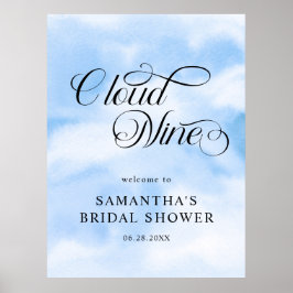 Akvarell Modern Moln Nio Bröllopsdusch Välkommen Poster