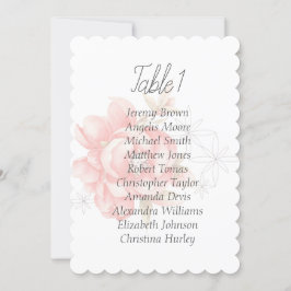 Akvarell modern röd peon sittplatskarta inbjudningar