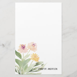 Akvarell Modern Vårblomma Grönska Brevpapper