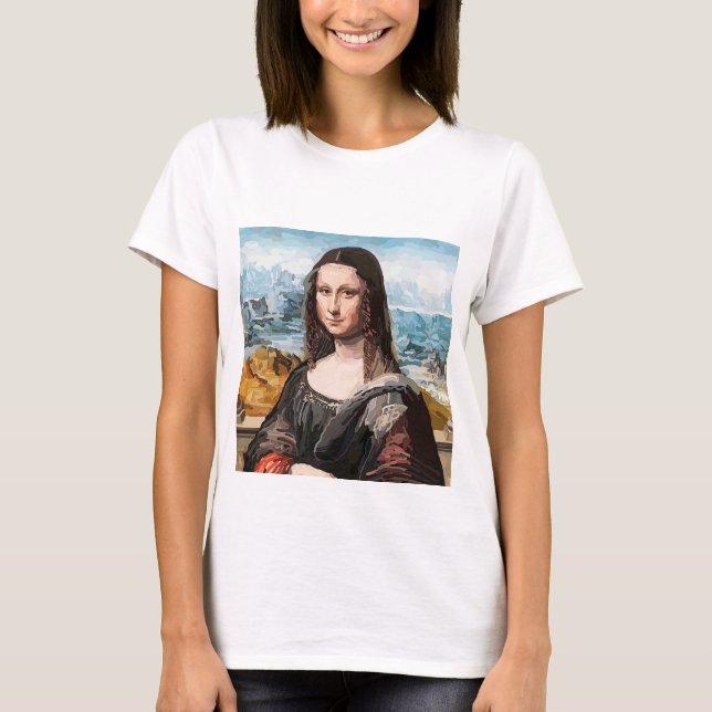 Akvarell Mona Lisa T-Shirt - Mjuk Estetisk Konst (Framsida)