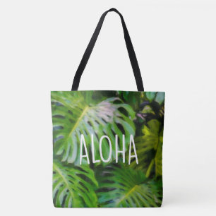 Akvarell Monstera Aloha Hawaiianska Strandväska Tygkasse