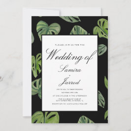 Akvarell Monstera och Adansonii Botaniska blad Inbjudningar