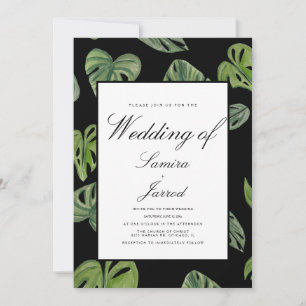 Akvarell Monstera och Adansonii Botaniska blad Inbjudningar