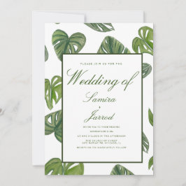 Akvarell Monstera och Adansonii Botaniska blad Inbjudningar