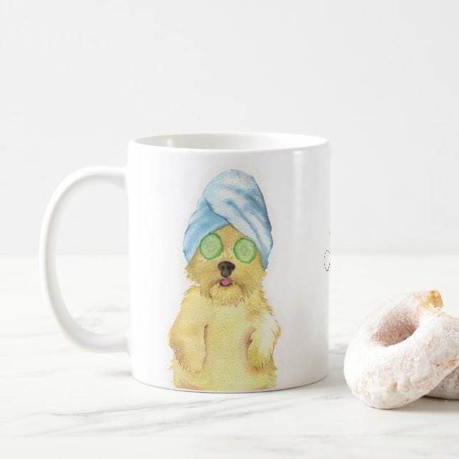 Akvarell Morkie Poo Spa Dag Djur Porträtt Mugg (Med munk)