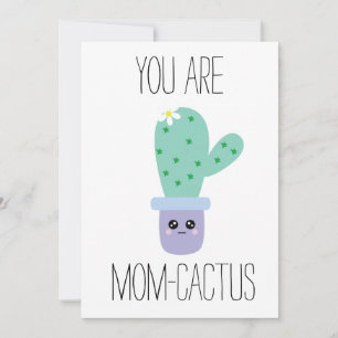 Akvarell Mors Dag Roliga Kawaii Kaktus Kort