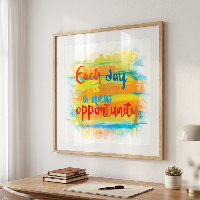 Akvarell Motiverande Citat Ny Möjlighet Poster (Skapare uppladdad)