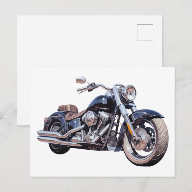 Akvarell motorcykel vykort (Fram/baksida)
