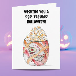 Akvarell Mummy Popcorn Gott Halloween Kort
