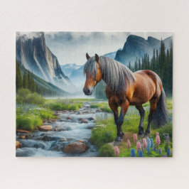 Akvarell Mustang Häst Pussel