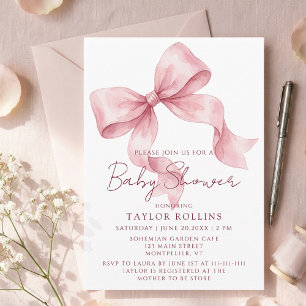 Akvarell Mysig Rosa Band Baby Shower Inbjudan