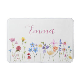 Akvarell Namn Vildblomma Minimalistisk Boho  Badrumsmatta