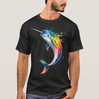 Akvarell Narval Havs Enhörningar T Shirt