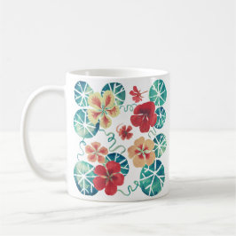 Akvarell Nasturtiums Blommig Konst Kaffemugg