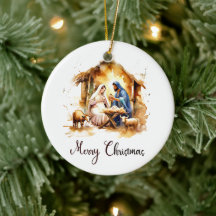 Akvarell Nativitet God Jul