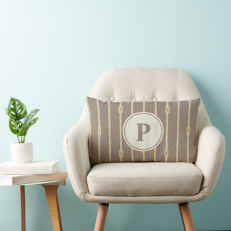 Akvarell Nautilus Repknut Ränder | Monogram Lumbarkudde