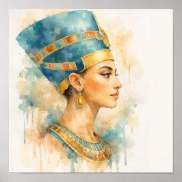 Akvarell Nefertiti Konsttryck Faraonisk Egyptisk Poster
