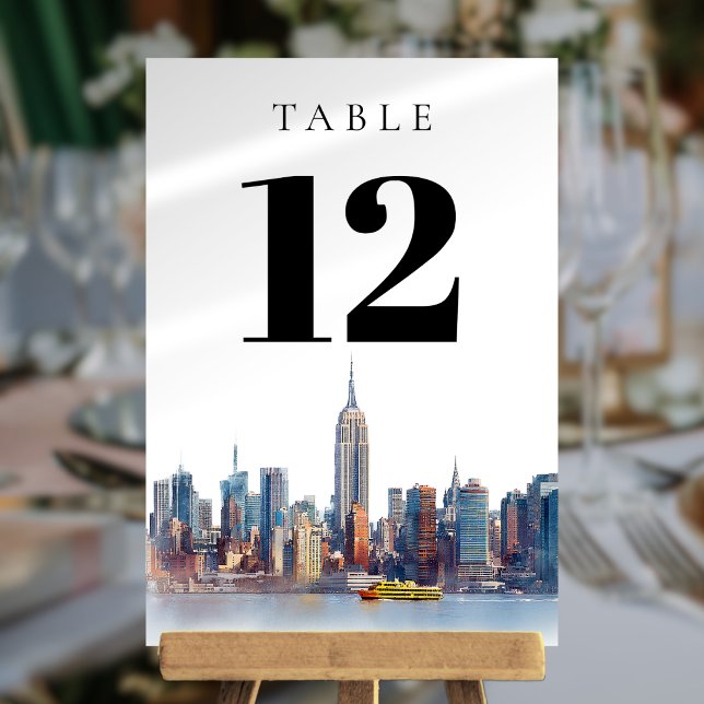 Akvarell New York City Bordnummer Inbjudningar (Watercolor New York City Table Number)