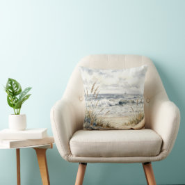 Akvarell Ocean Strand med rullat papper Kudde