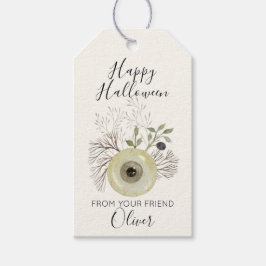 Akvarell Ögonbotanik Glad Halloween-present  Presentetikett