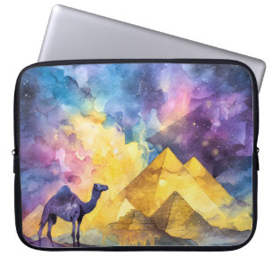 Akvarell Öken Galax Kamel Pyramid Resa Laptop Fodral