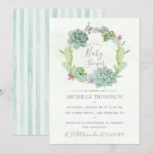 Akvarell Öken Kaktus Sukkulenter Baby Shower