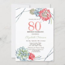 Akvarell Öken Röda Sukkulenter 80-årsdag