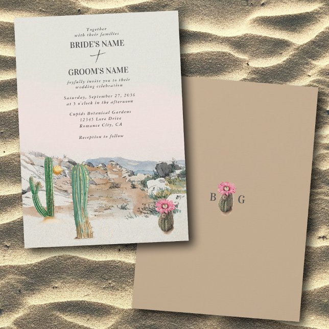 Akvarell Ökenkaktus Boho Bröllop Inbjudningar (Watercolor Desert Cactus Boho Wedding Invitation)