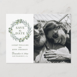Akvarell oliv. Elegant italiensk Save the Date Vykort