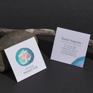 Akvarell Om Symbol Yoga Meditation Instruktör Fyrkantigt Visitkort