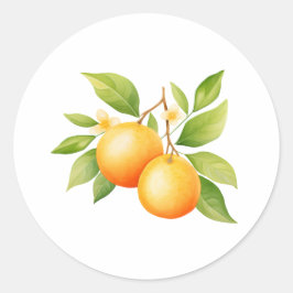 Akvarell Orange Blomma Runt Klistermärke