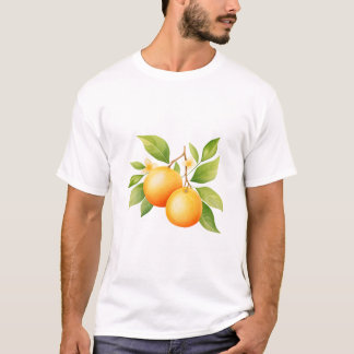 Akvarell Orange Blomma T Shirt