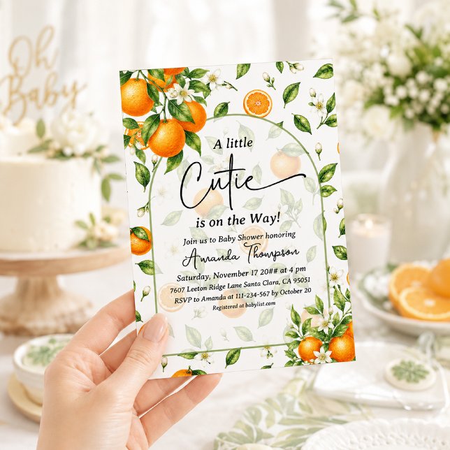 Akvarell Orange Citrus Baby Shower Inbjudningar (Skapare uppladdad)