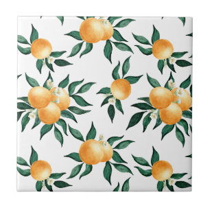 Akvarell Orange Citrus Solig Botanisk Kakelplatta